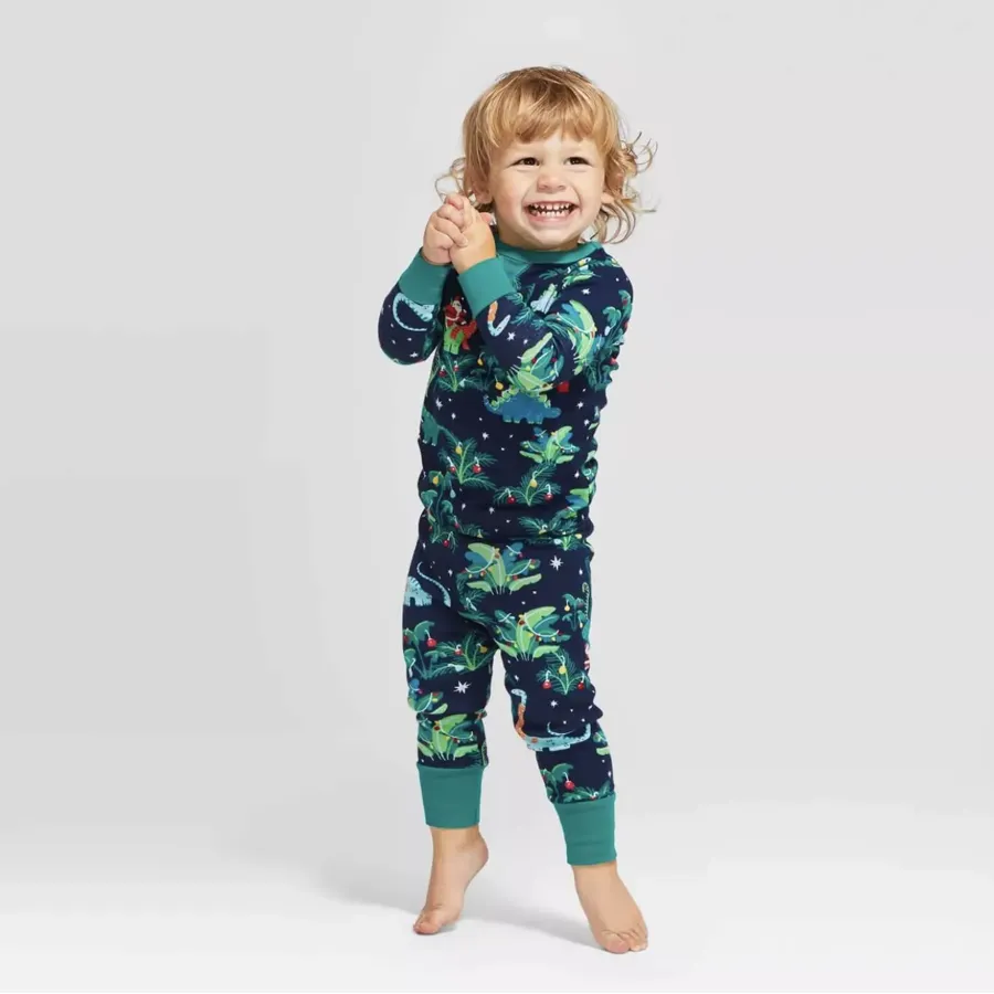 Christmas Dinosaur Patterned Family Matching Pajamas Sets