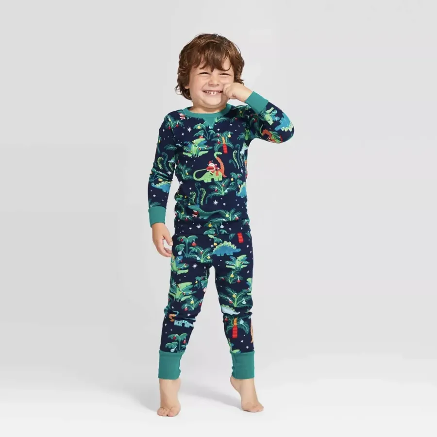 Christmas Dinosaur Patterned Family Matching Pajamas Sets