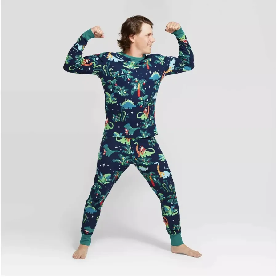 Christmas Dinosaur Patterned Family Matching Pajamas Sets