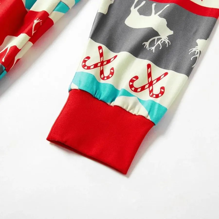 Christmas Reindeer and Snowflake Patterned Hooded Family Matching Onesie