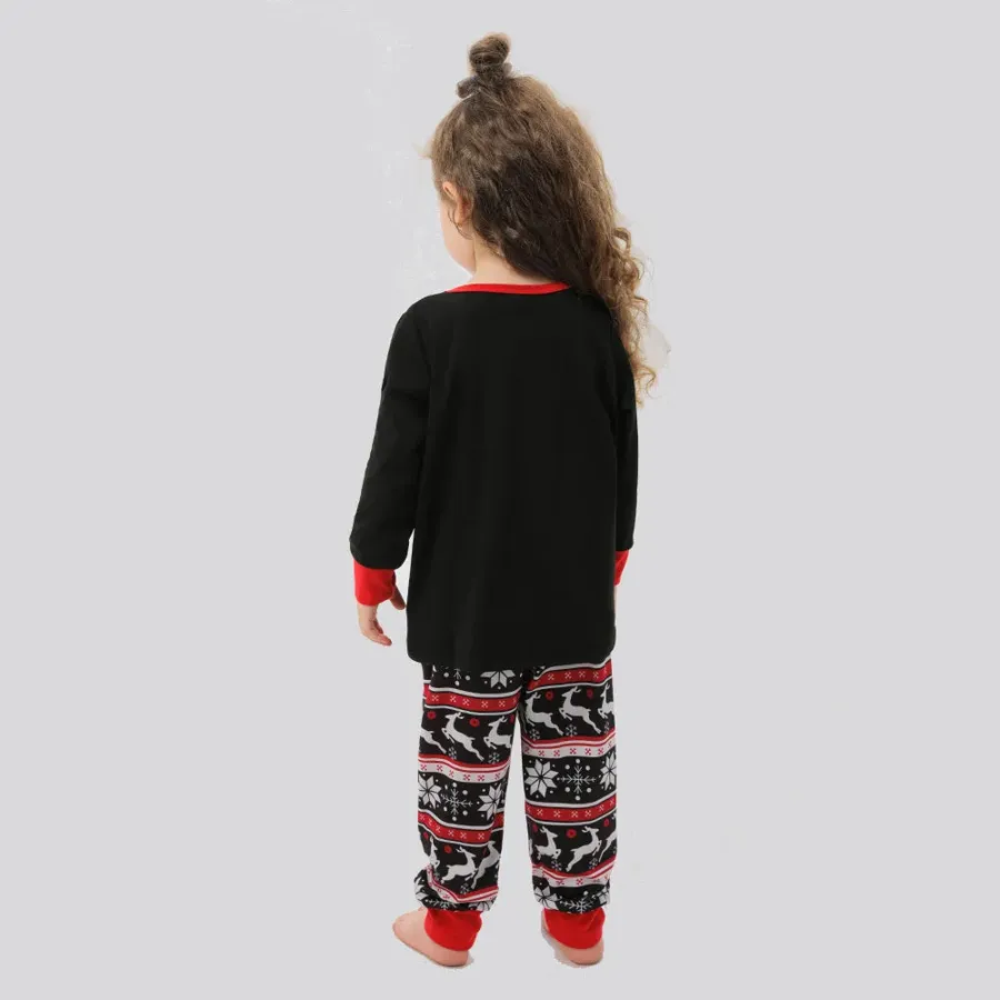 Christmas Deer Head Print Parent-child Pajamas Set