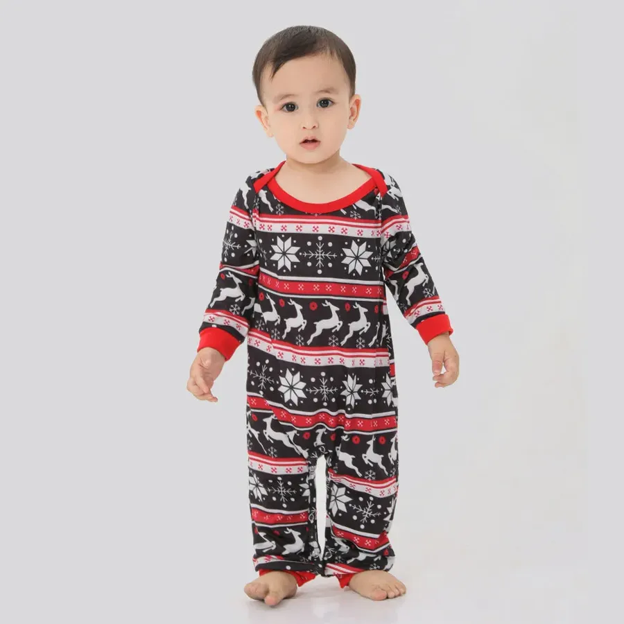 Christmas Deer Head Print Parent-child Pajamas Set