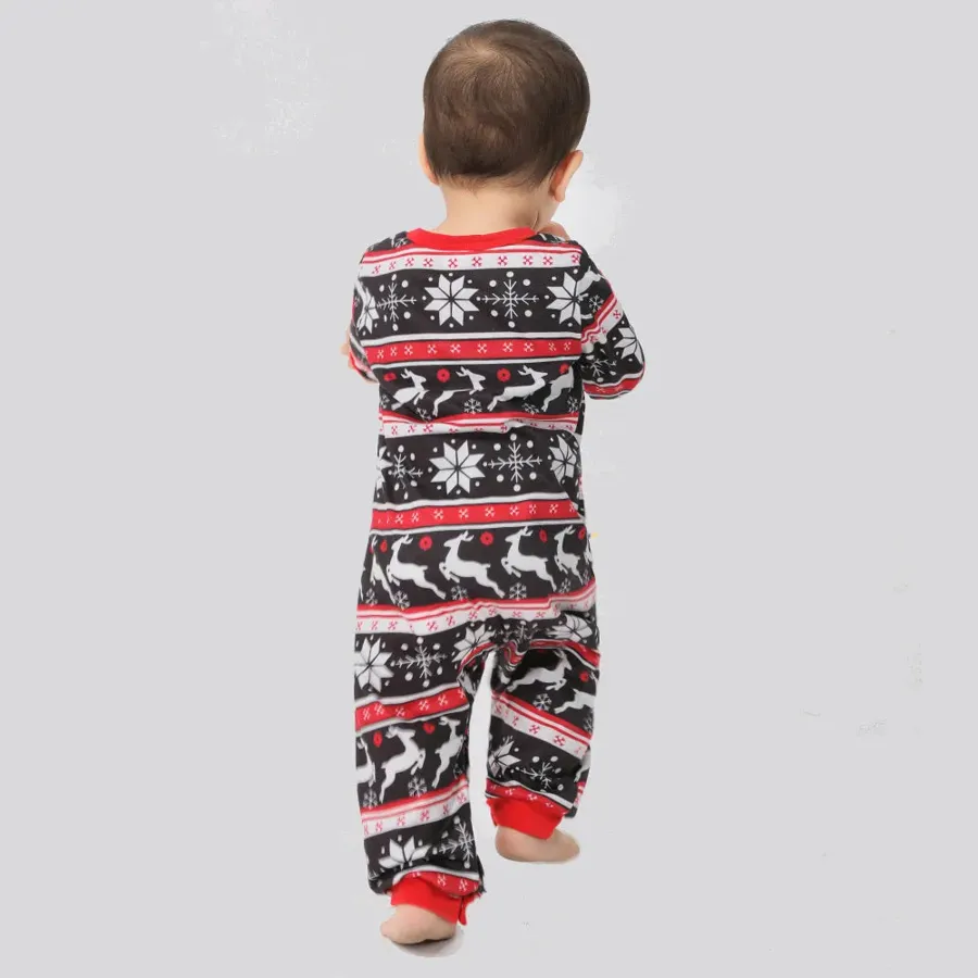 Christmas Deer Head Print Parent-child Pajamas Set