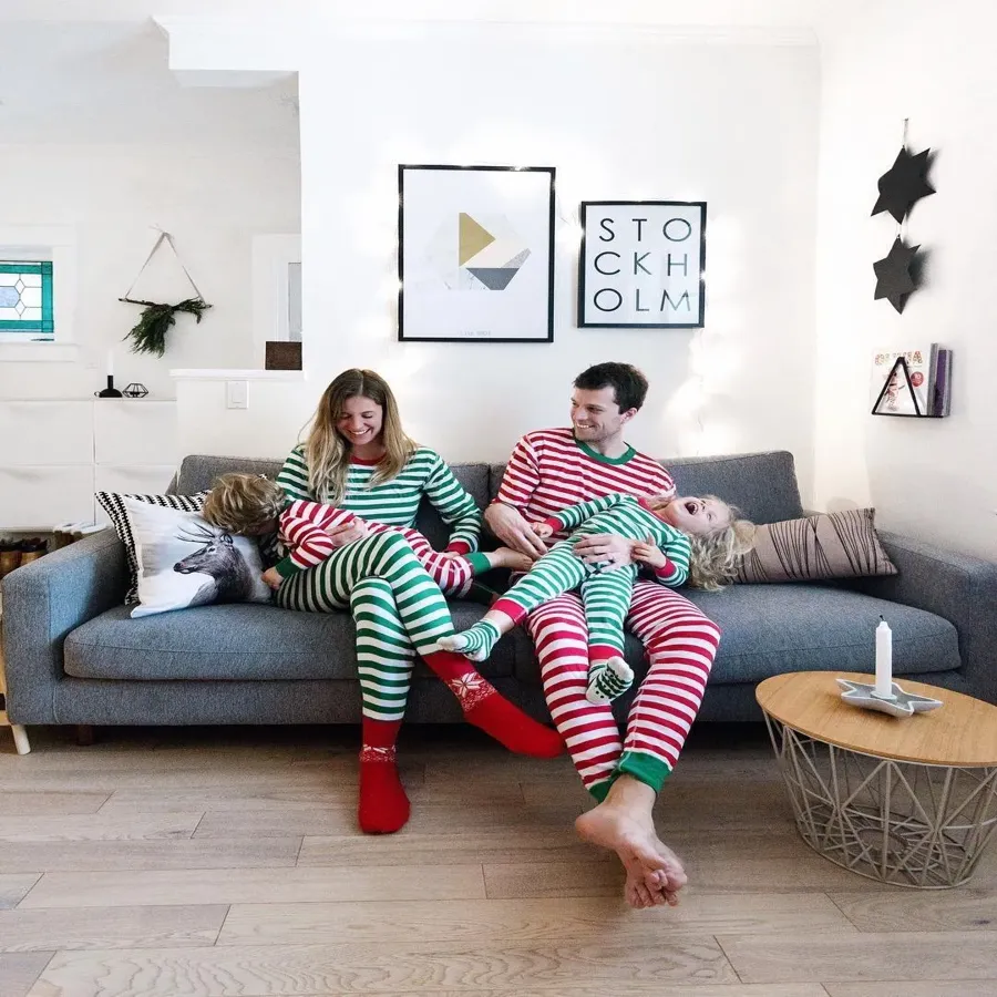 Stripe Christmas Family Pajamas 2-Piece Set