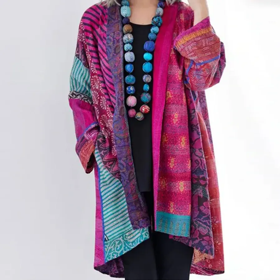 Loose Long-sleeve Printed Coat