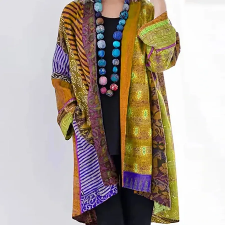 Loose Long-sleeve Printed Coat