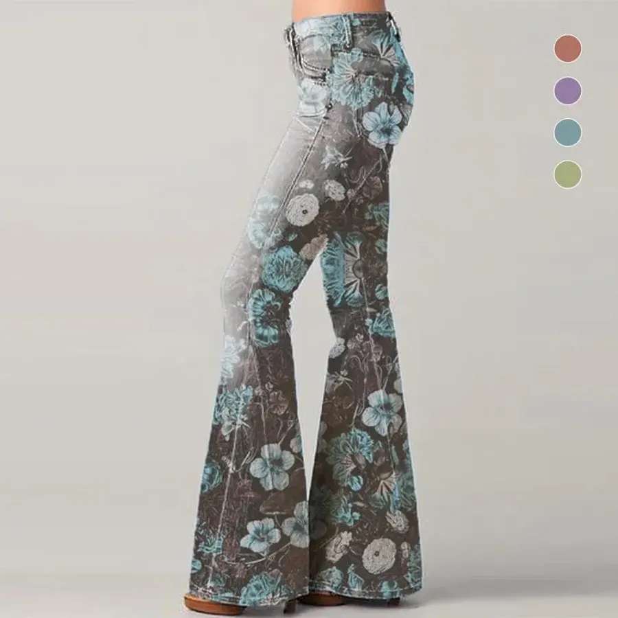 Women's Stylish Floral Print Flared Pants