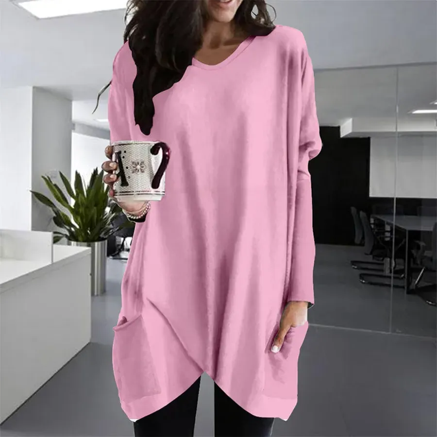 Comfortable Solid Color Loose Casual Long Sleeve T-Shirt