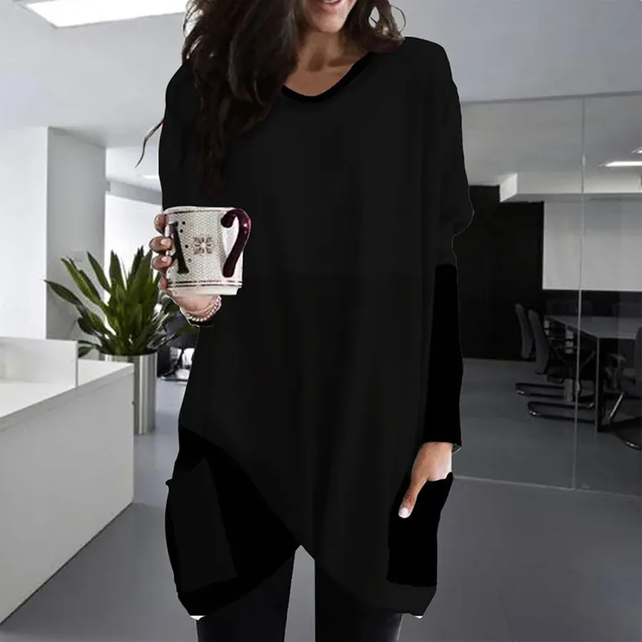 Comfortable Solid Color Loose Casual Long Sleeve T-Shirt