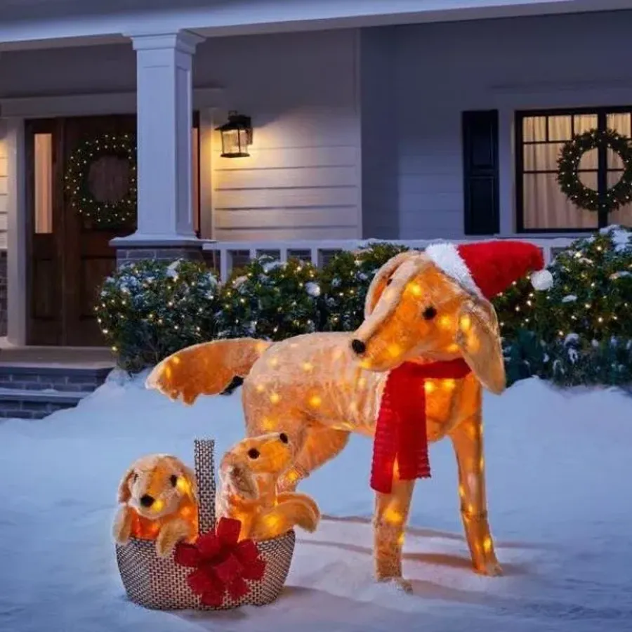 Christmas-2 piece Adorable Dogs Led Golden Retriever