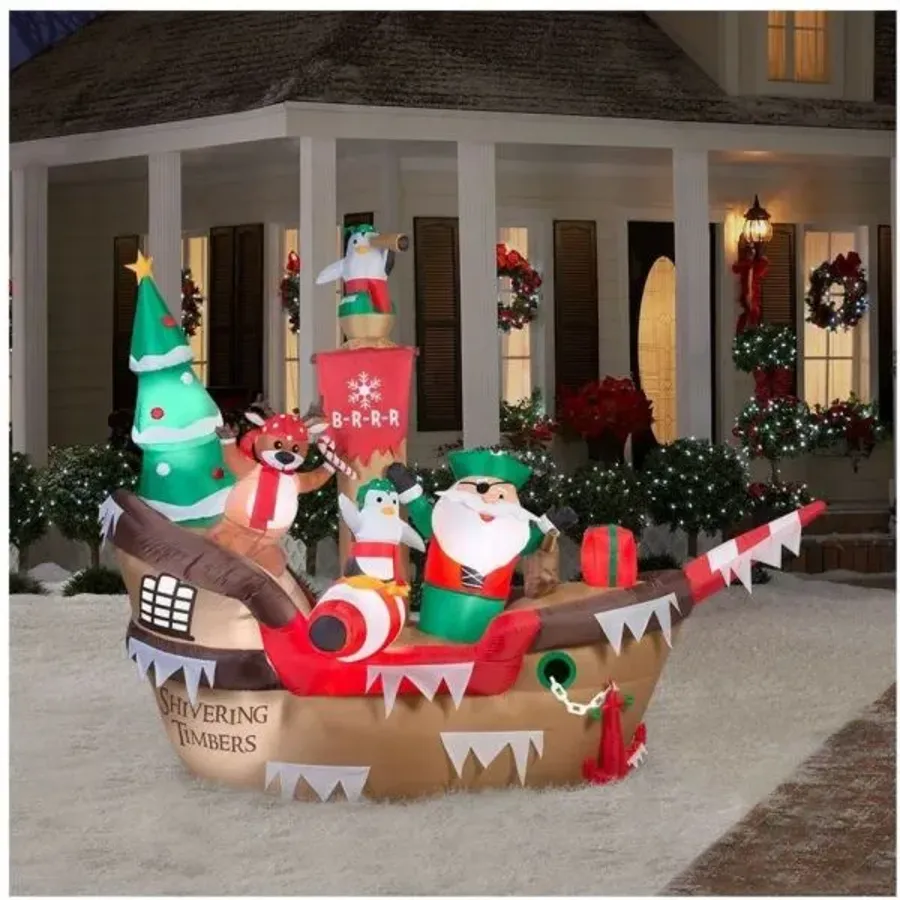 Christmas - 8 Ft H Inflatable Giant Christmas Pirate Ship Scene