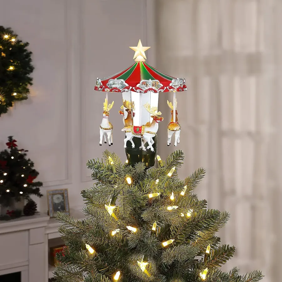 Animated Tree Topper-Carousel Christmas Decoration