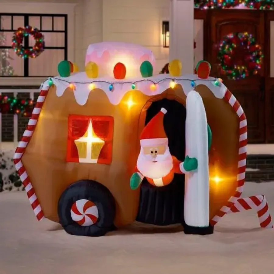 Animated Gingerbread Camping | Inflatable Santa Claus