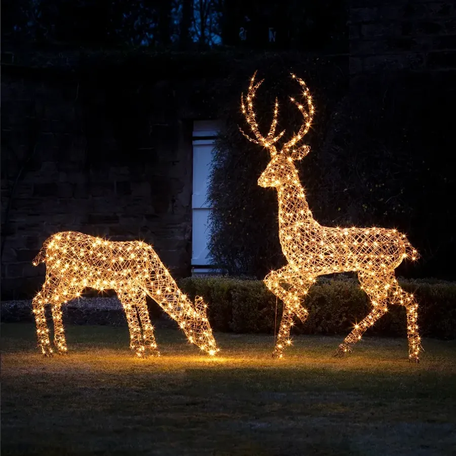 1m Studley Rattan Doe Light Up Reindeer