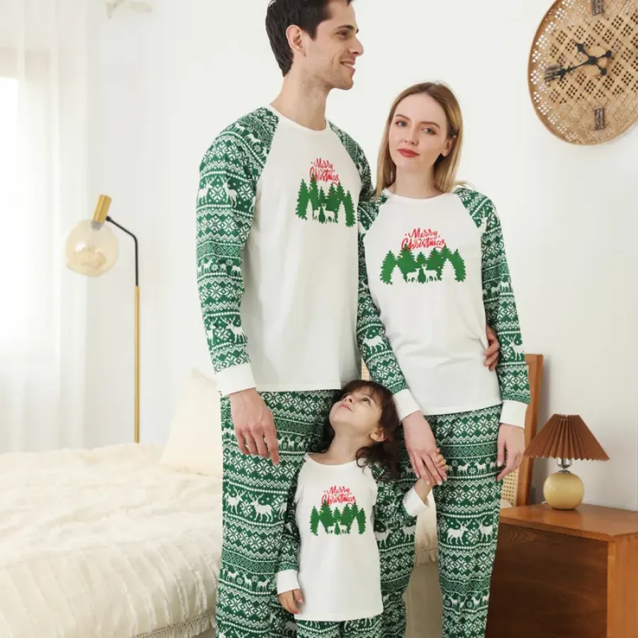 Christmas Print Round-neck Parent-child with Pet Dog Clothes