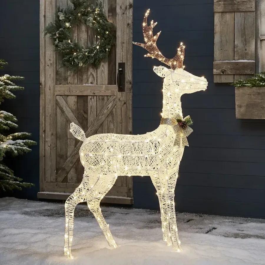 Harewood White Spun Cotton Stag Light Up Reindeer