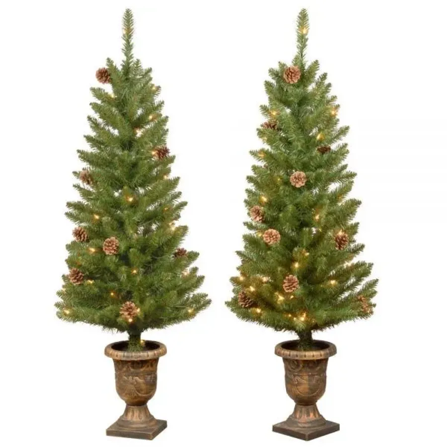 Christmas - 4 Ft Montclair Spruce Pre Lit Potted Artificial Christmas Trees