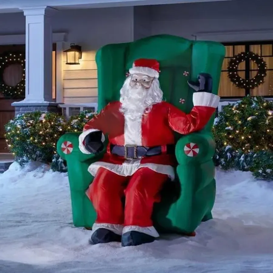 Christmas - Realistic Animated Inflatable Santa In High Back Chair