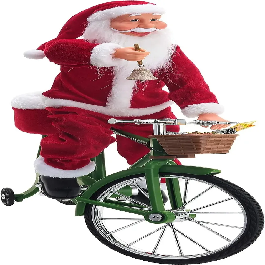 Cycling Santa Holiday Decoration