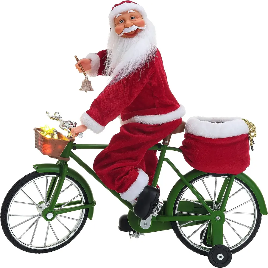 Cycling Santa Holiday Decoration