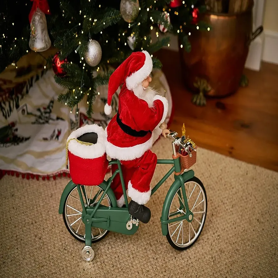 Cycling Santa Holiday Decoration