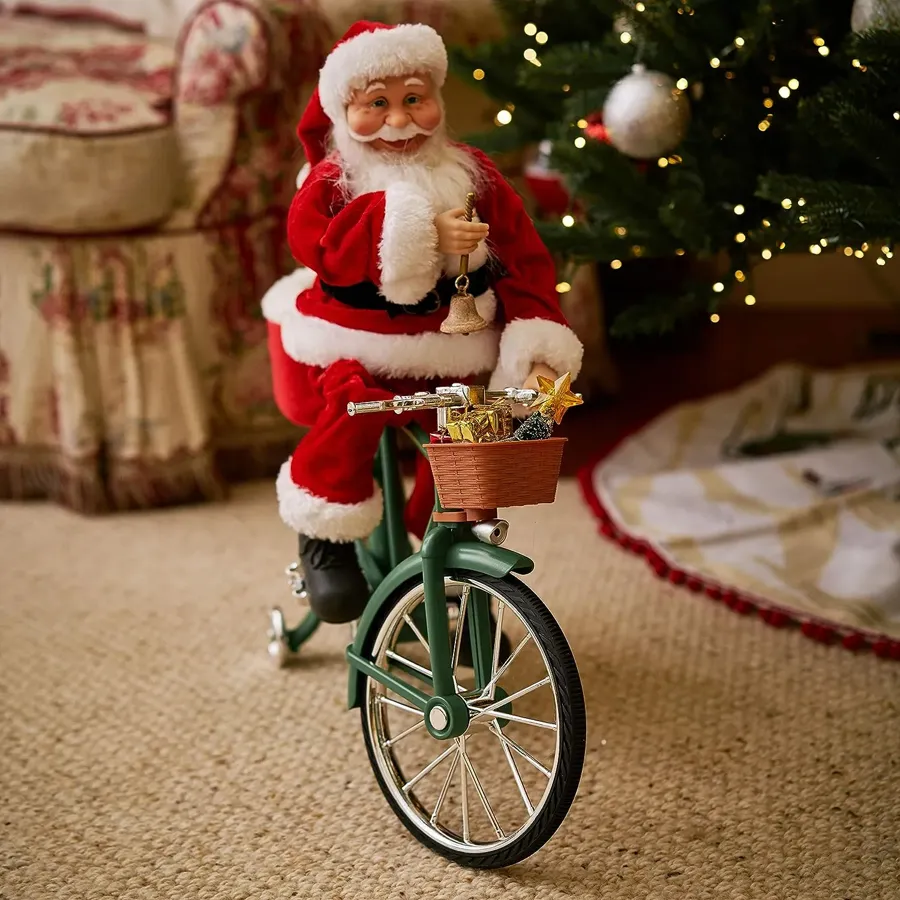 Cycling Santa Holiday Decoration