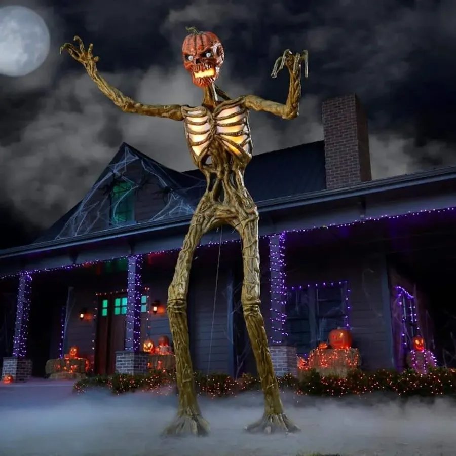 Giant-Sized Inferno Pumpkin Skeleton with LCD Eyes