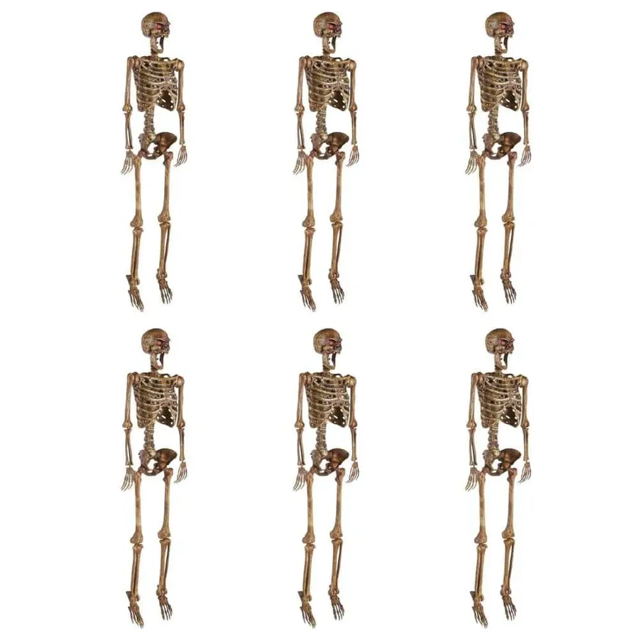 Poseable Pitted Skeleton with LED Eyes (6-Pack)