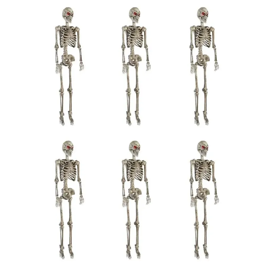 Poseable Pitted Skeleton with LED Eyes (6-Pack)