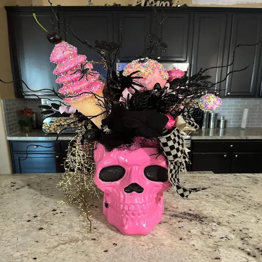 Pink skull centerpiece