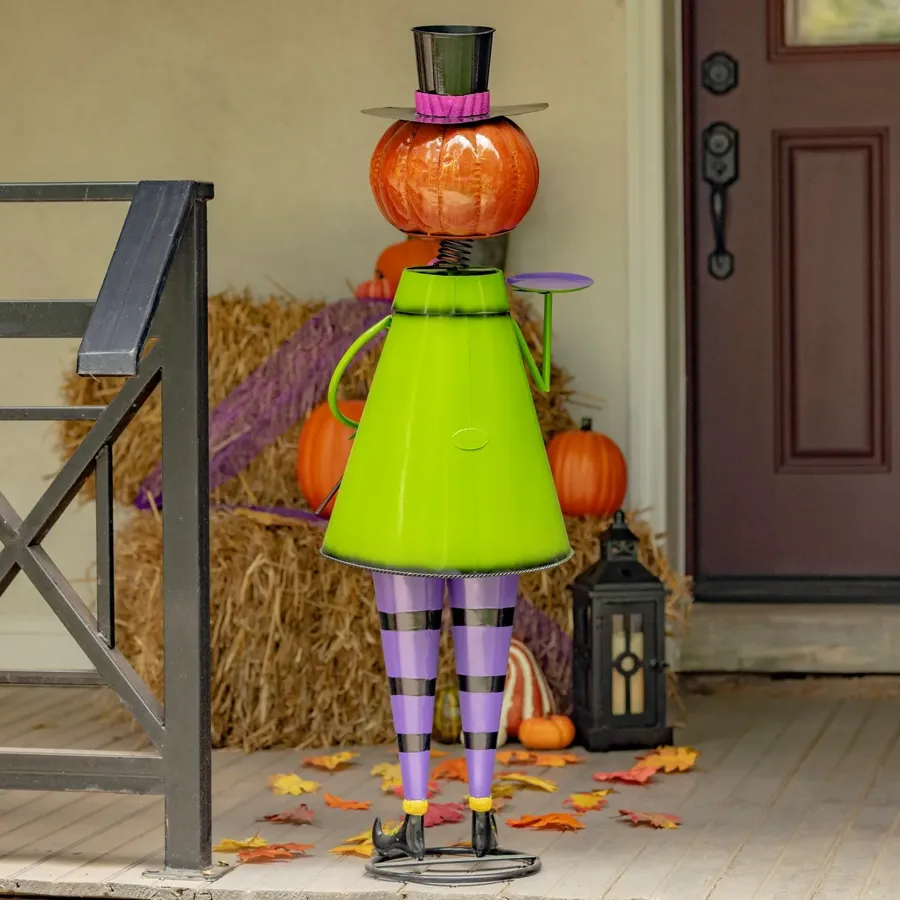 Pumpkin Man Metal Garden Statue