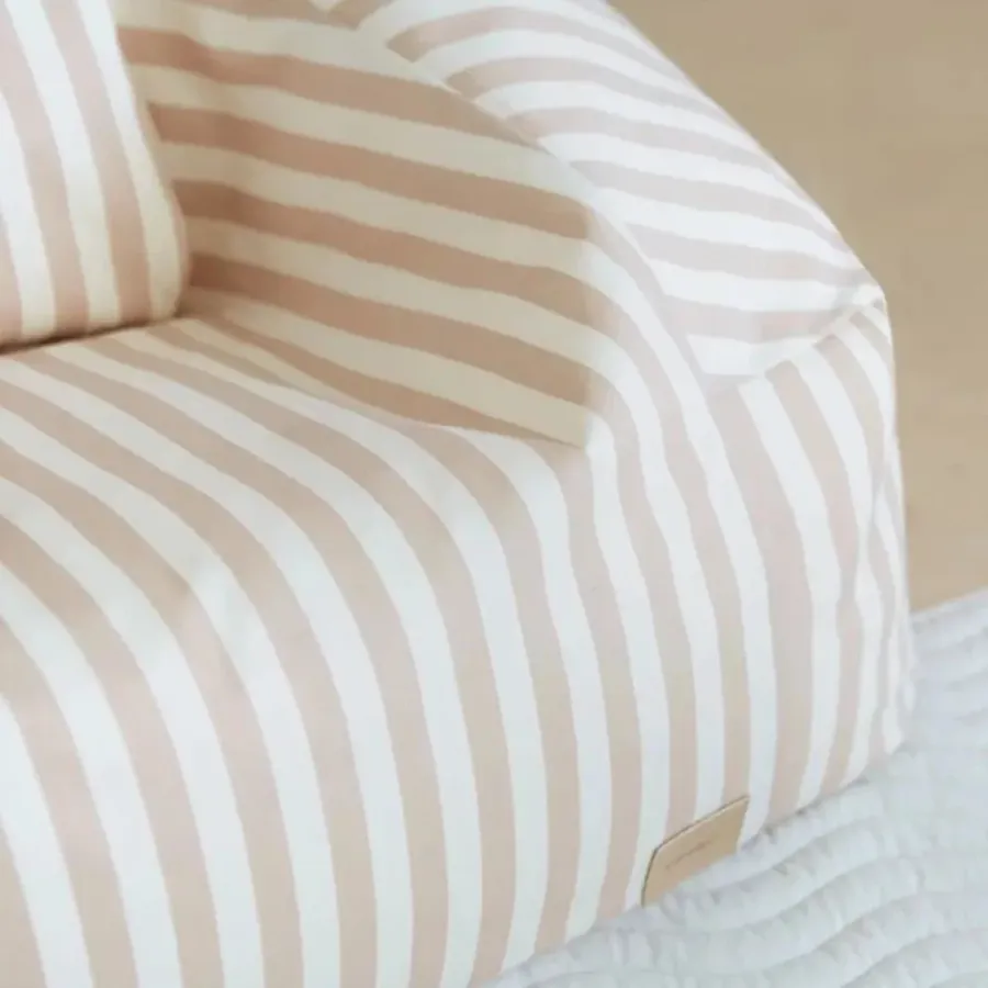 Twill Beanbag in Taupe Stripe & Natural