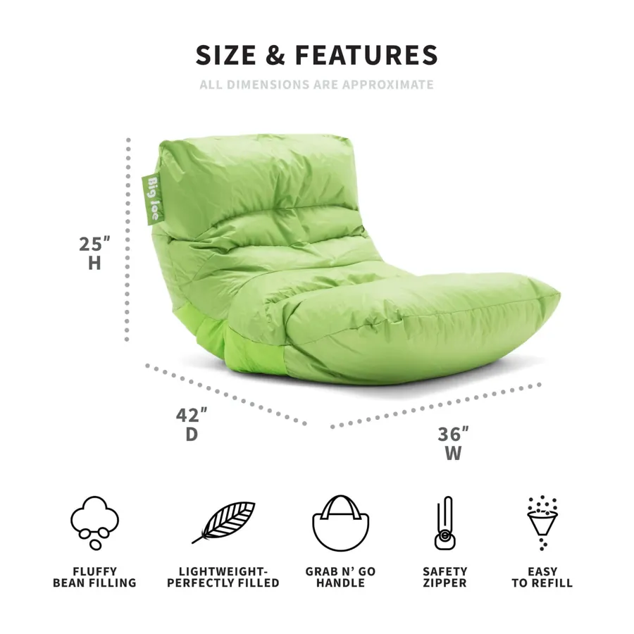 Bean Bag Chair - Spicy Lime - Durable Polyester Nylon Blend