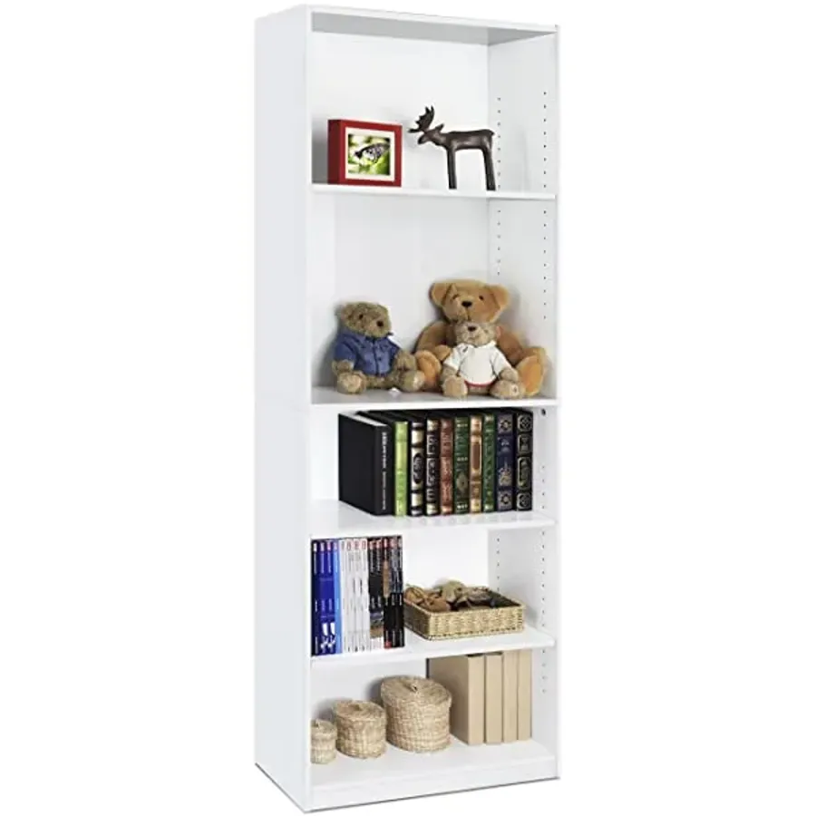 Simple Home 3-Tier Adjustable Shelf Bookcase | White