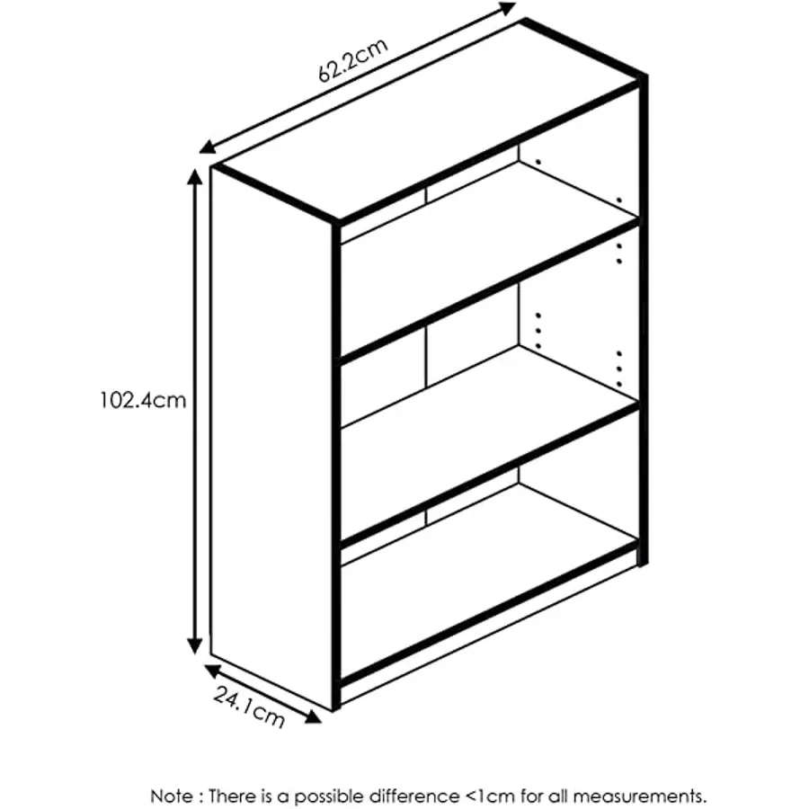 Simple Home 3-Tier Adjustable Shelf Bookcase | White