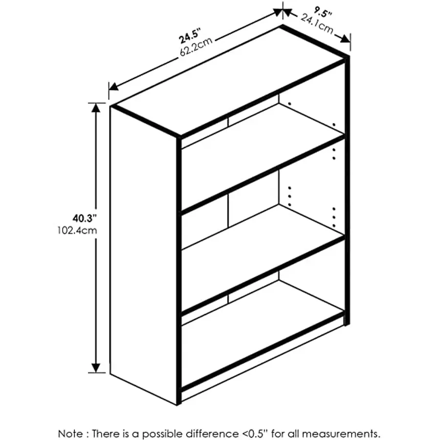 Simple Home 3-Tier Adjustable Shelf Bookcase | White