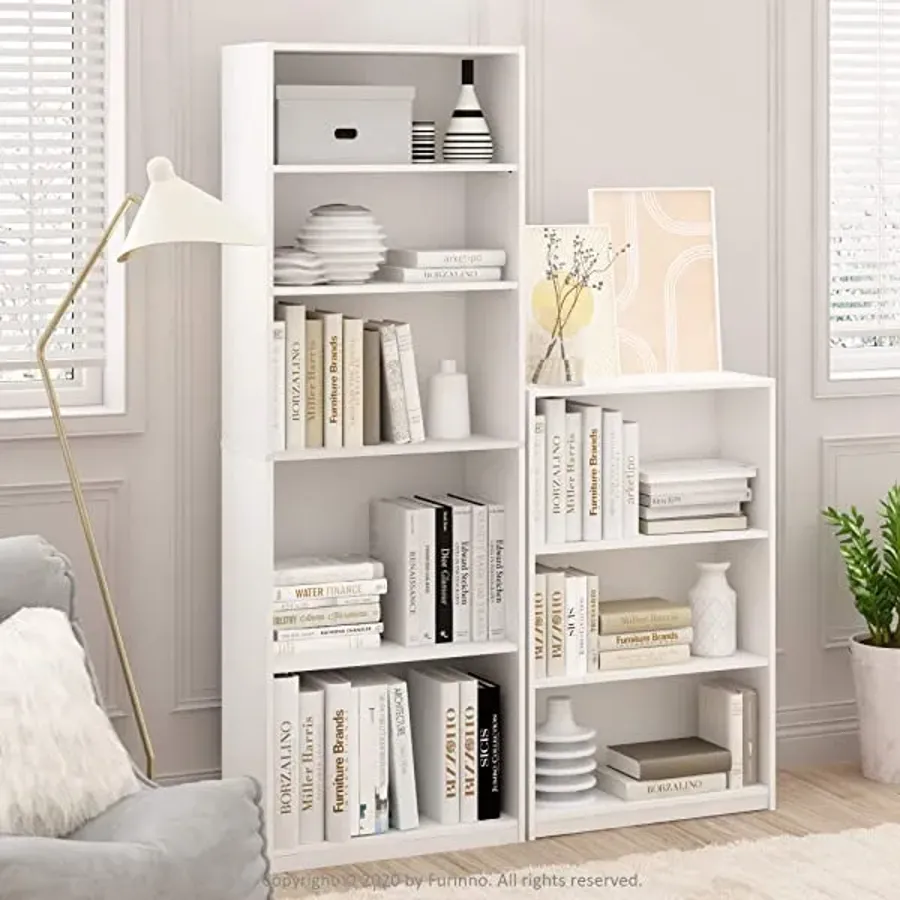 Simple Home 3-Tier Adjustable Shelf Bookcase | White