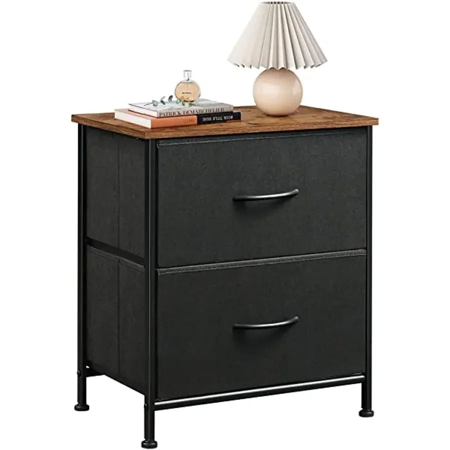 Nightstand with 2 Fabric Drawers - Charcoal Gray