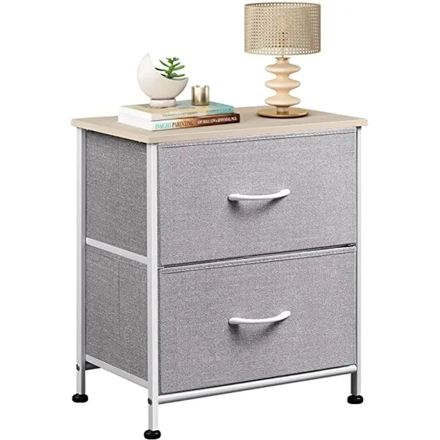 Nightstand with 2 Fabric Drawers - Charcoal Gray