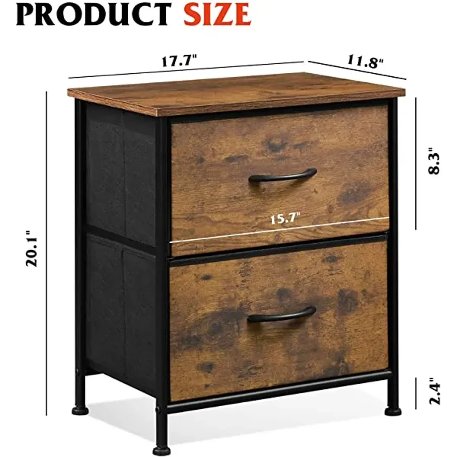 Nightstand with 2 Fabric Drawers - Charcoal Gray