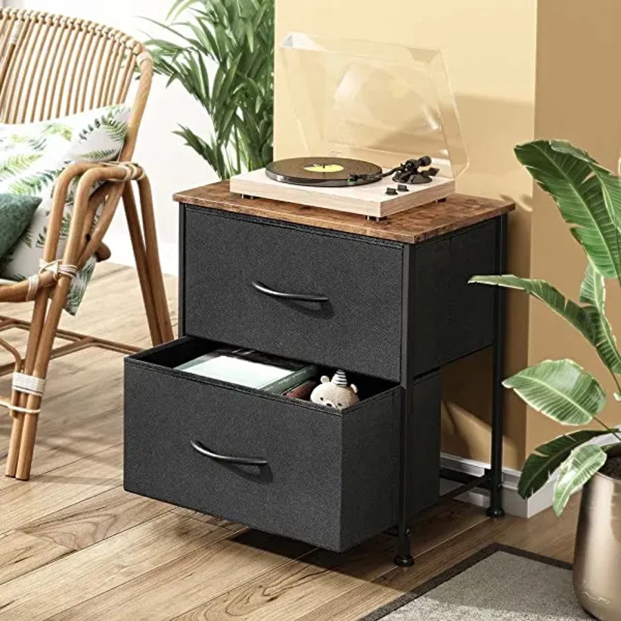 Nightstand with 2 Fabric Drawers - Charcoal Gray