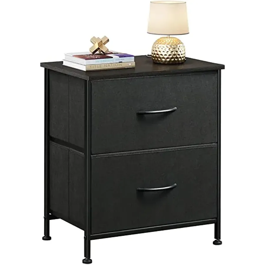 Nightstand with 2 Fabric Drawers - Charcoal Gray