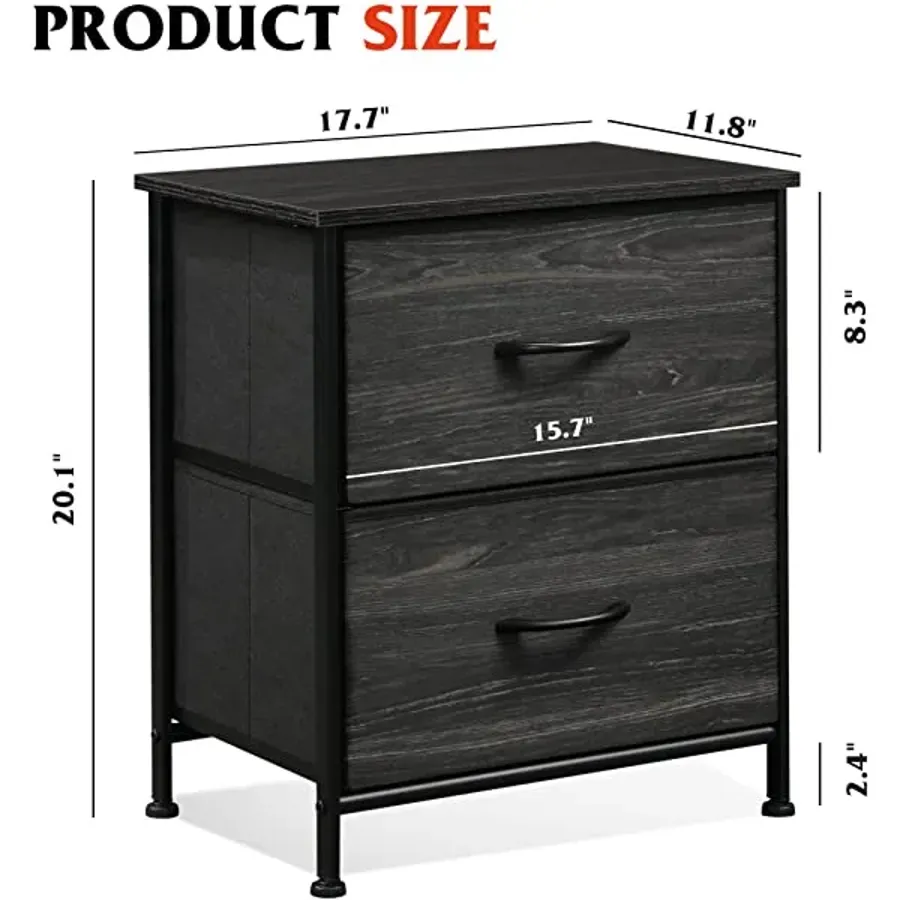 Nightstand with 2 Fabric Drawers - Charcoal Gray