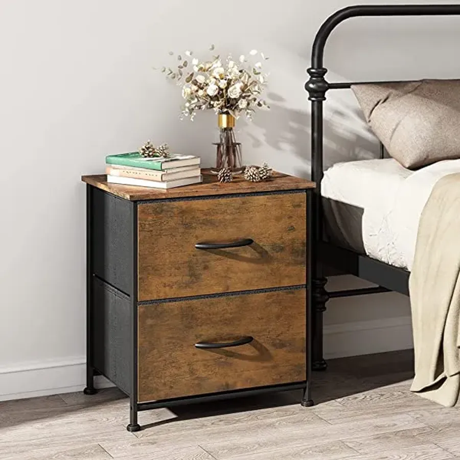 Nightstand with 2 Fabric Drawers - Charcoal Gray