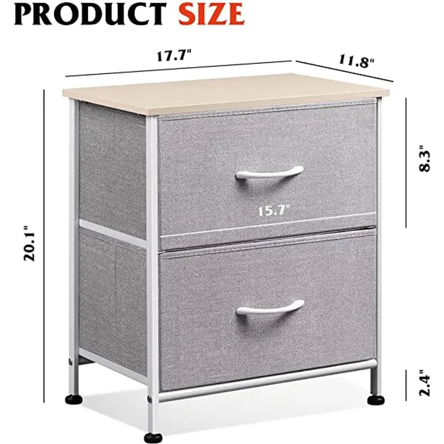 Nightstand with 2 Fabric Drawers - Charcoal Gray