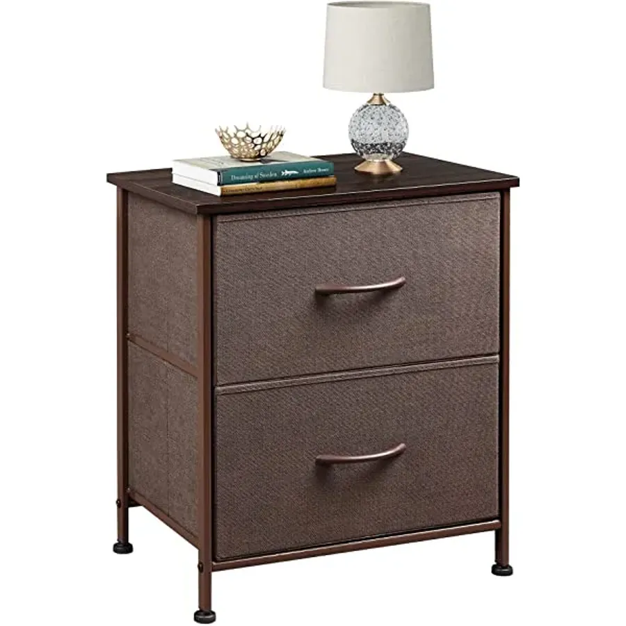 Nightstand with 2 Fabric Drawers - Charcoal Gray