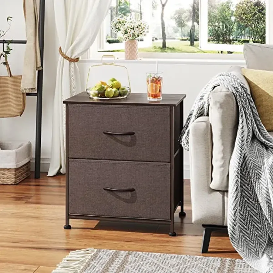 Nightstand with 2 Fabric Drawers - Charcoal Gray