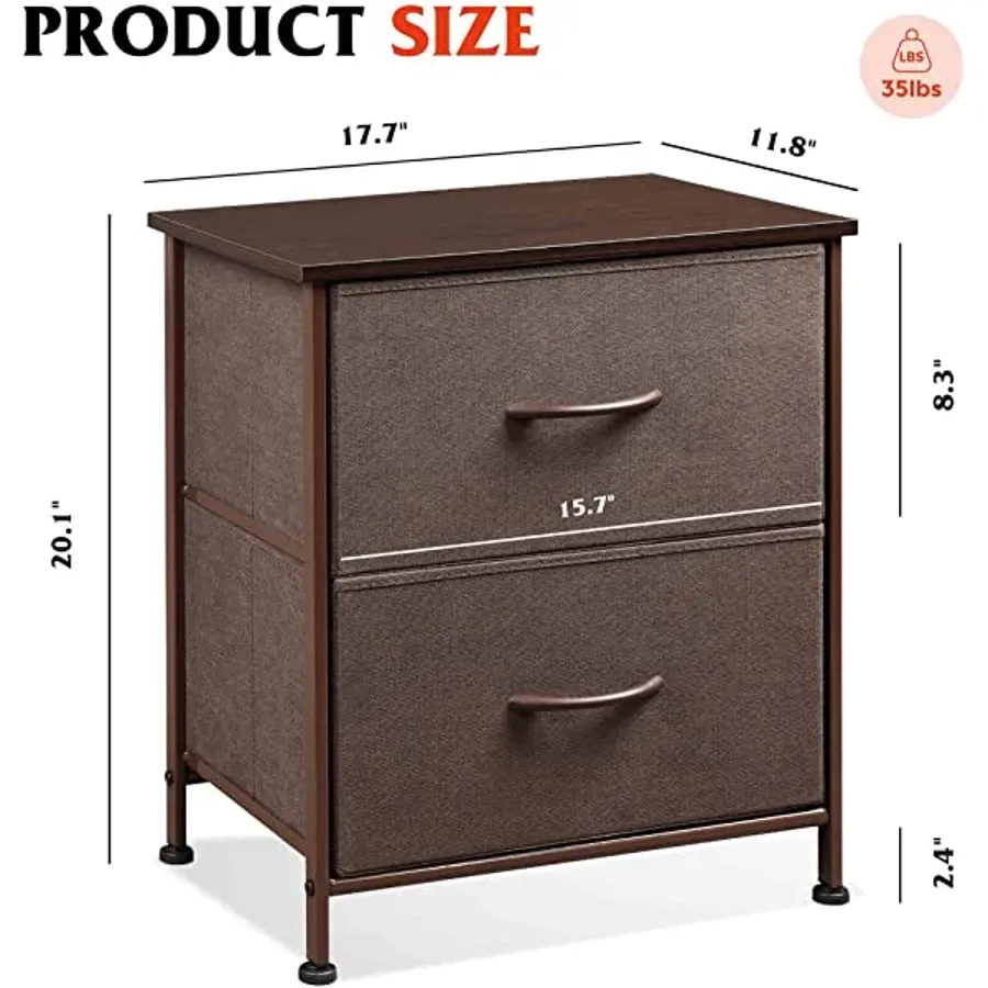 Nightstand with 2 Fabric Drawers - Charcoal Gray