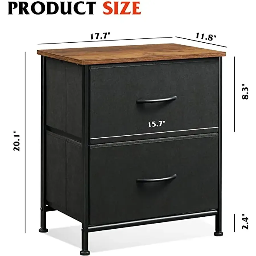 Nightstand with 2 Fabric Drawers - Charcoal Gray