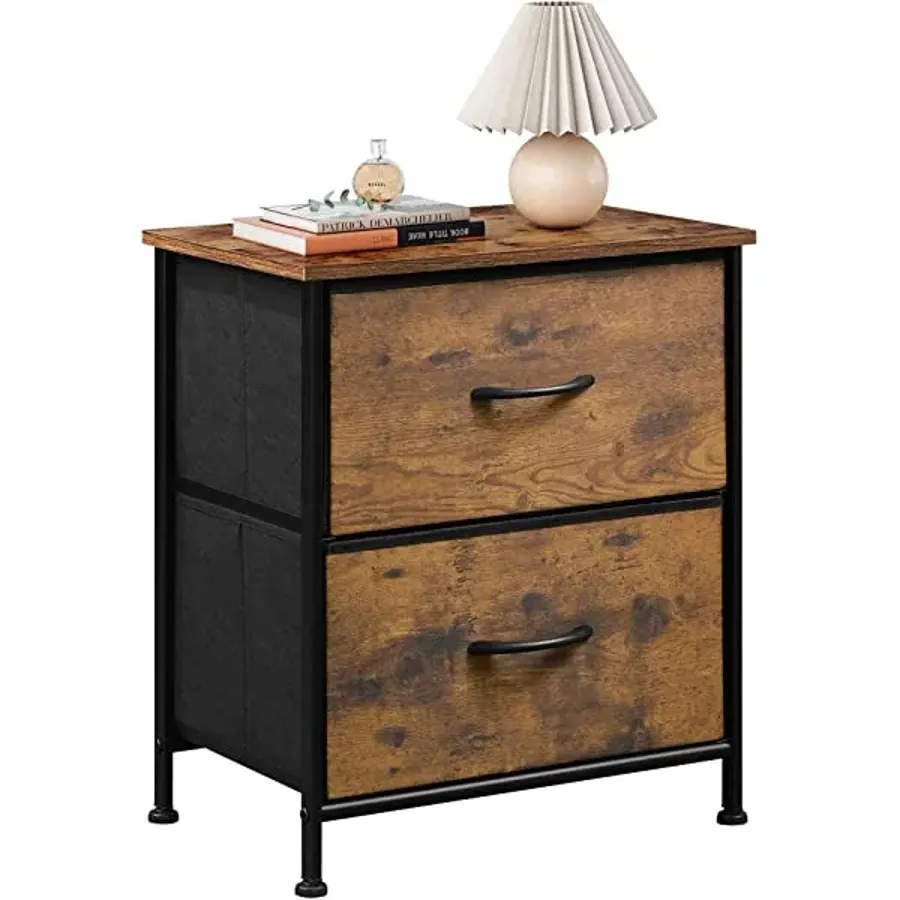 Nightstand with 2 Fabric Drawers - Charcoal Gray